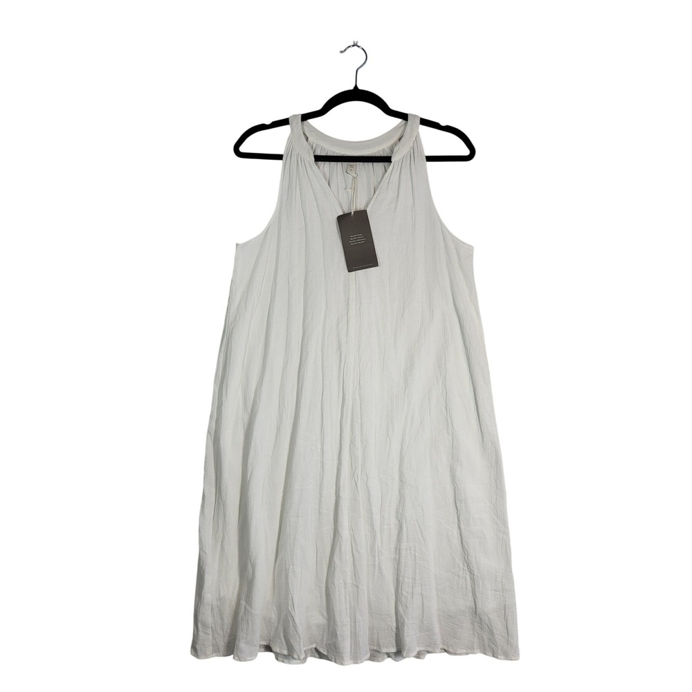 Garnet Hill White Crinkle Cotton Gauze Sleeveless Shift Dress Small Beach NEW - Picture 11 of 12